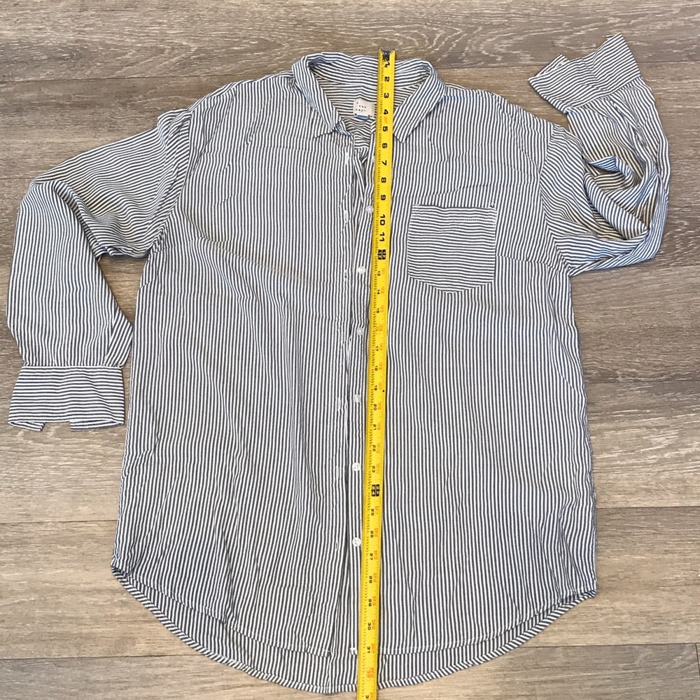 A New Day Black & White Stripe Casual Button-Down Over Shirt